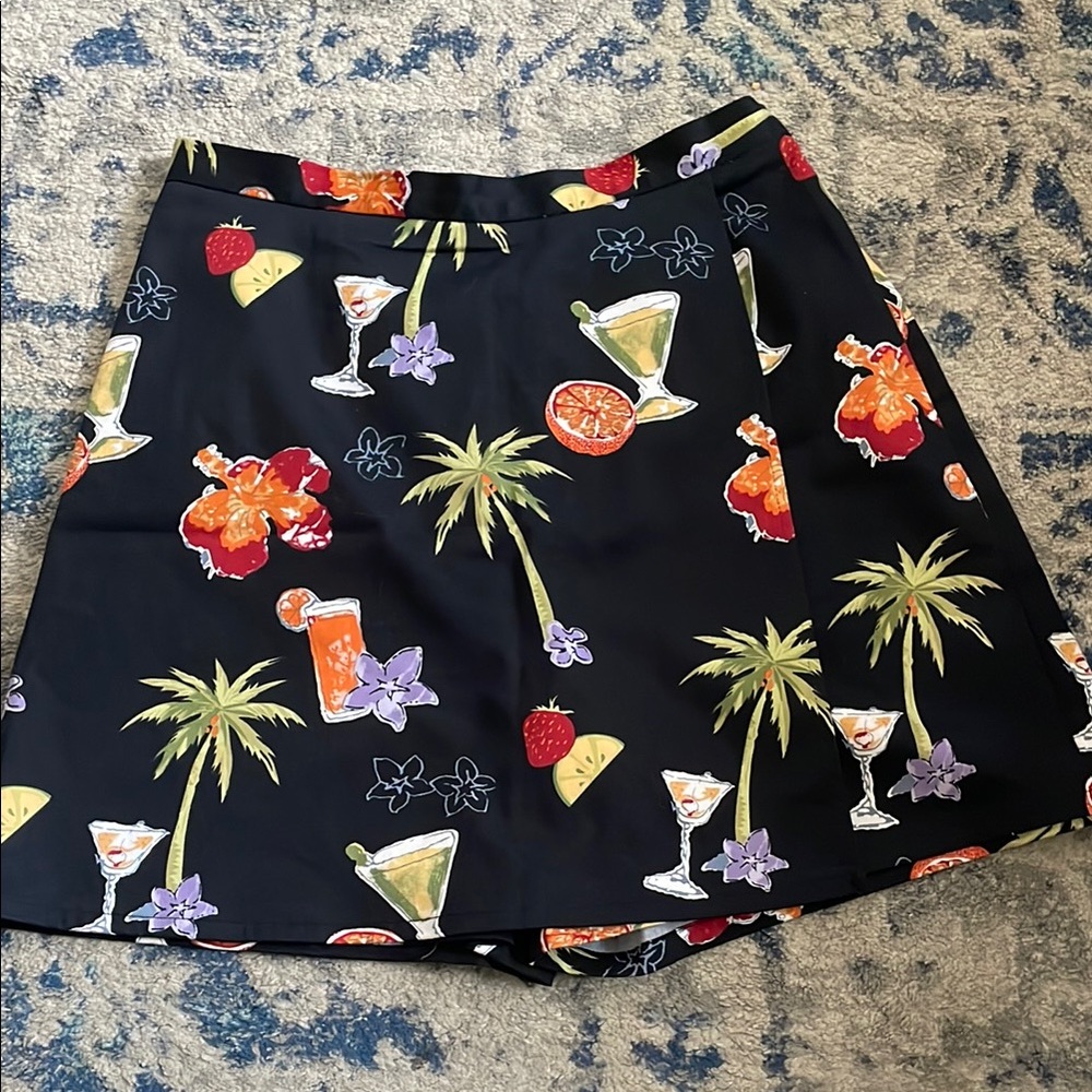 Tropical Print Skirt with Cocktail Design